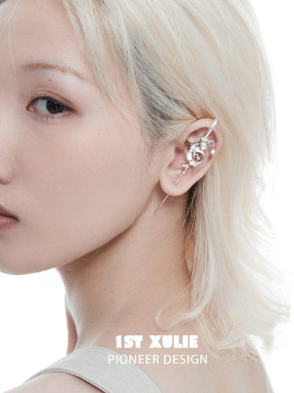 MYTH OF THE MOON 18K Platinum /24K Gold Ear Hook Needle Piercing Earring™